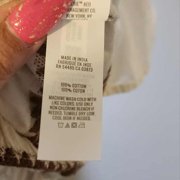 Aerie Cotton Low Rise Shorts Beige Brown Aztec Print Size Small Beach Boho Cute - Picture 7 of 8